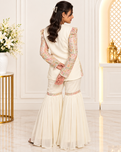 Noor-e-Mehfil - Sequin Embroidery Jacket Sharara Set