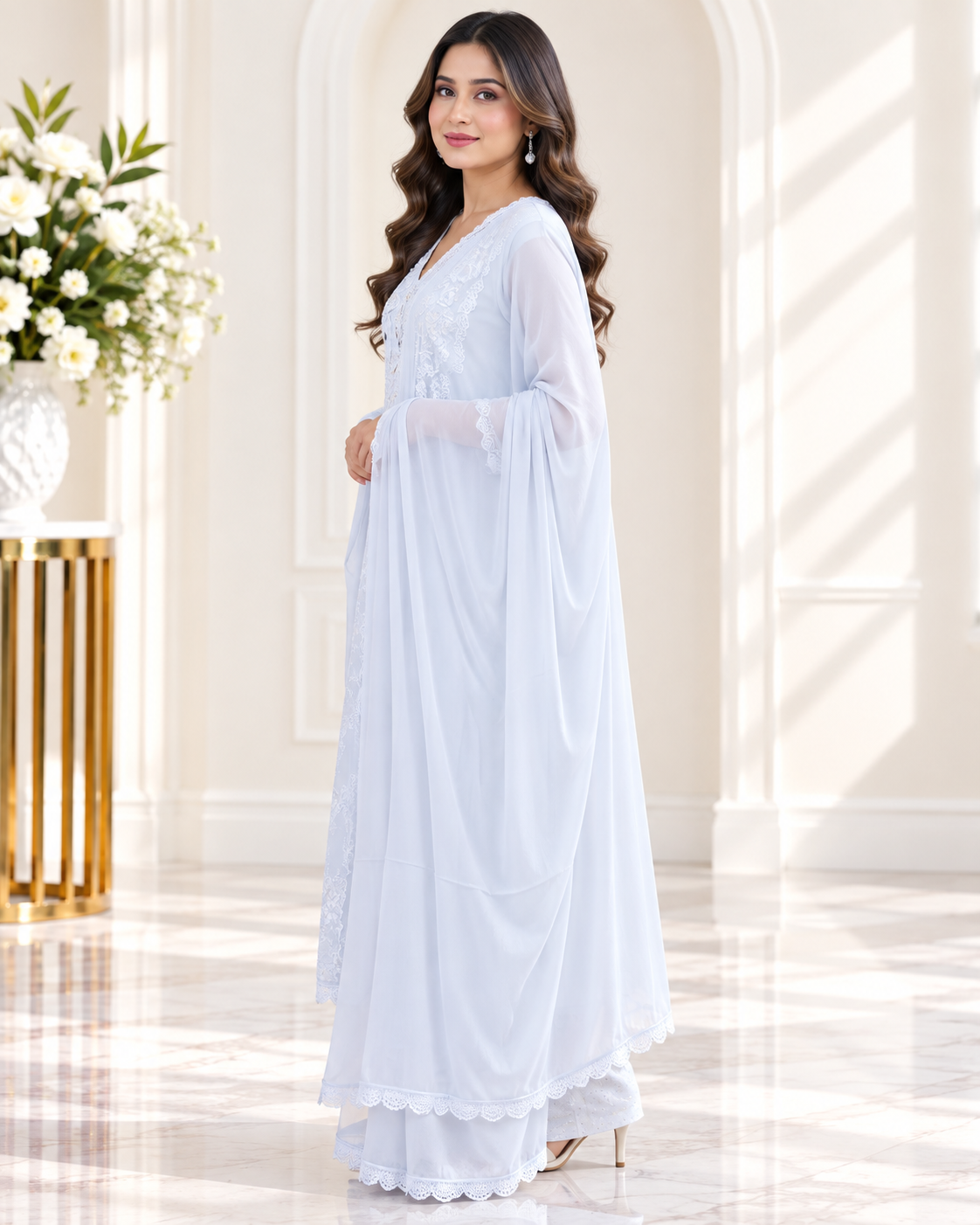 Zahra - e- Noor - Suit Set with Chiffon Dupatta