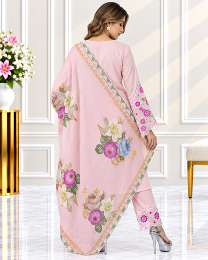 Zahra - e- Noor Embroidered Pakistani Kurta Set with Organza Dupatta