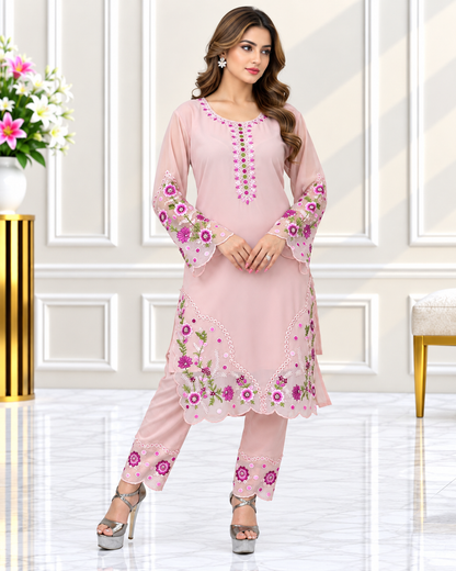 Zahra - e- Noor Embroidered Pakistani Kurta Set with Organza Dupatta