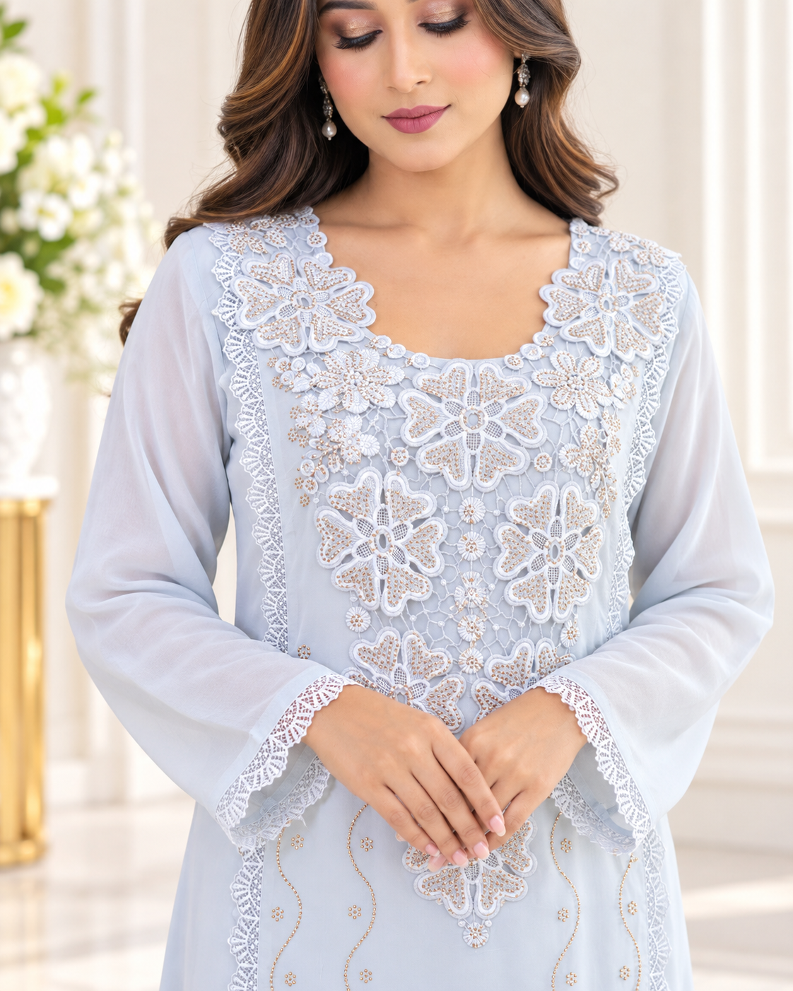 Zahra - e- Noor - Suit Set with Chiffon Dupatta