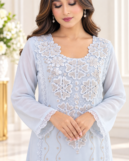 Zahra - e- Noor - Suit Set with Chiffon Dupatta