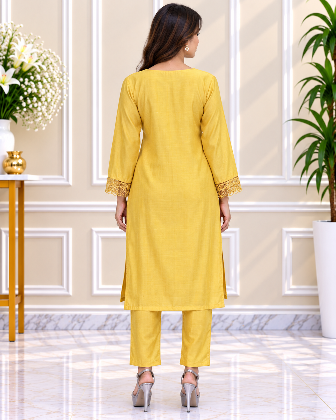Zahra-E-Noor - Mustard Patchwork Embroidered Suit