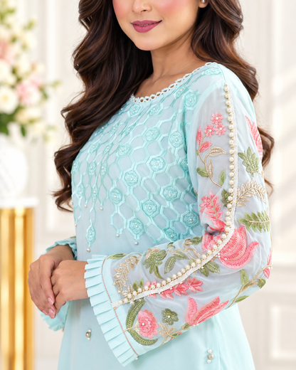 Zahra-E-Noor - Pakistani Kurta Set with Organza Dupatta