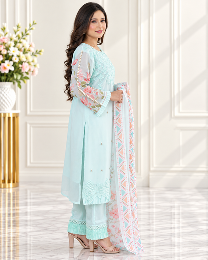 Zahra-E-Noor - Pakistani Kurta Set with Organza Dupatta