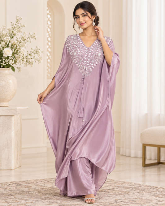 Meher-e-Noor - Kaftan Co-Ord Set with Draped Pants