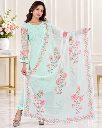 Zahra-E-Noor - Pakistani Kurta Set with Organza Dupatta