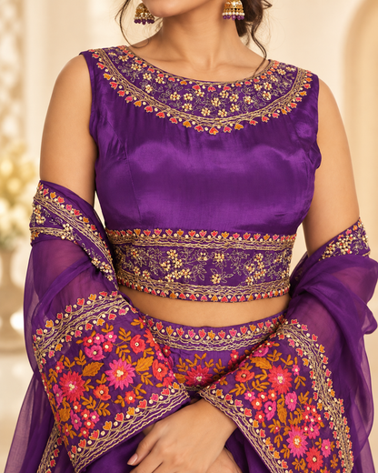 Meher-e-Noor - Satin Palazzo Co-ord with Shrug