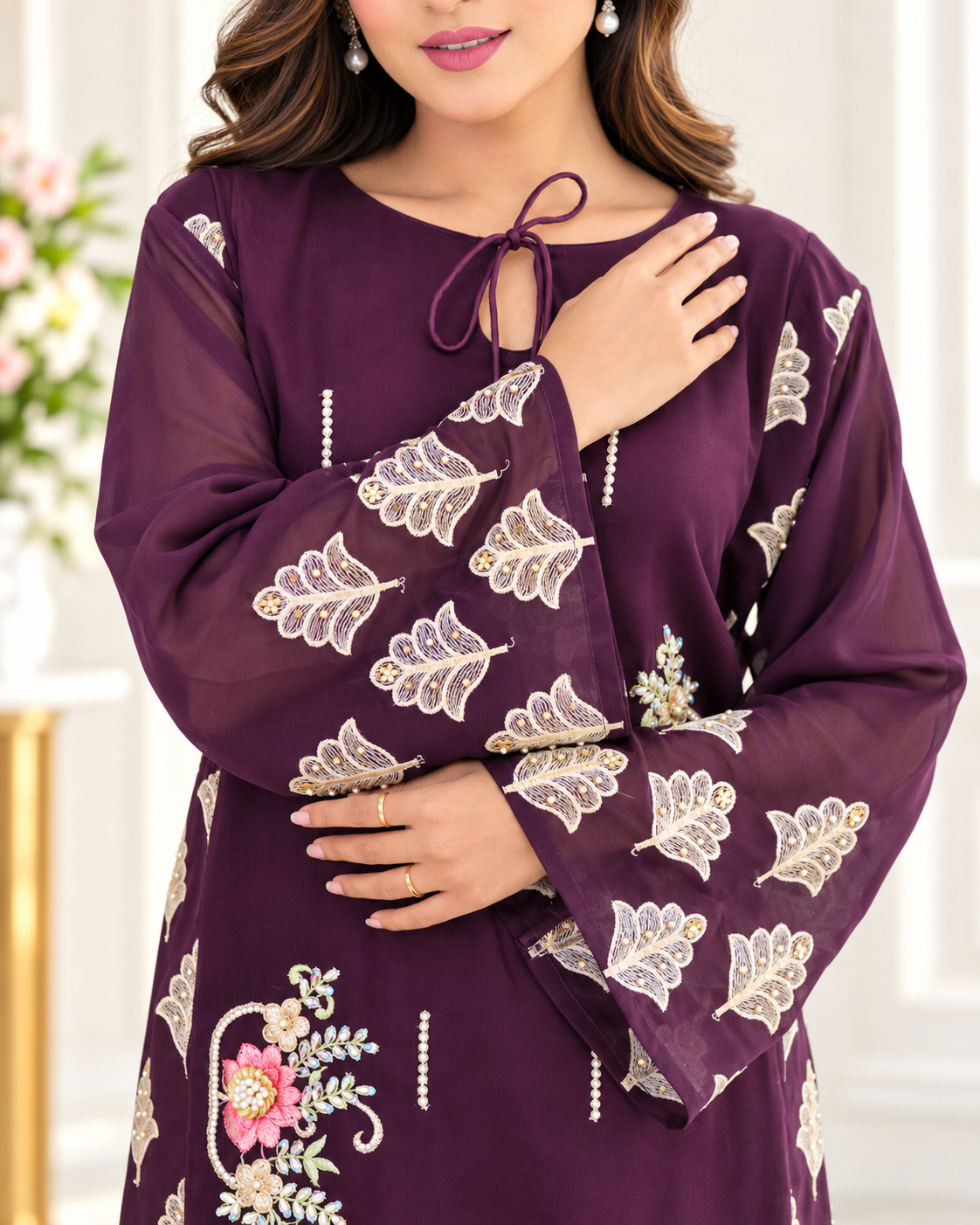 Zahra - e- Noor - Embroidered Suit with Floral Organza Dupatta
