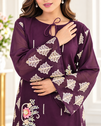 Zahra - e- Noor - Embroidered Suit with Floral Organza Dupatta