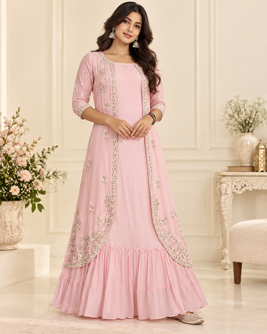 Meher-e-Noor - Embroidered Anarkali Gown