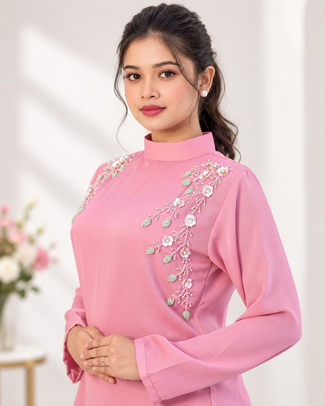Meher-e-Noor - Blush Pink Embroidered Co-Ord Set