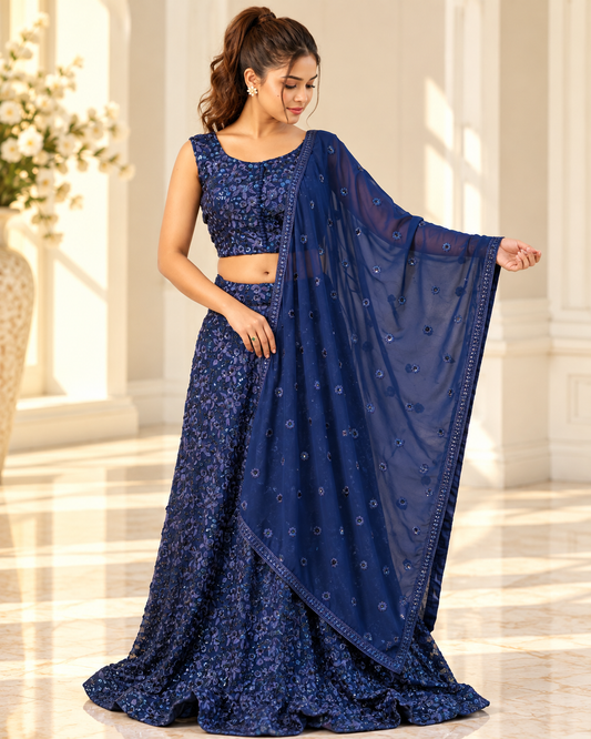 Raqs-e-Noor - Sequined Lehenga with Embroidered Dupatta