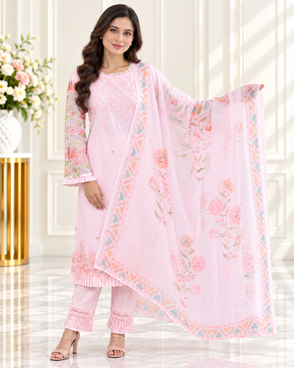 Zahra-E-Noor - Pakistani Kurta Set with Organza Dupatta