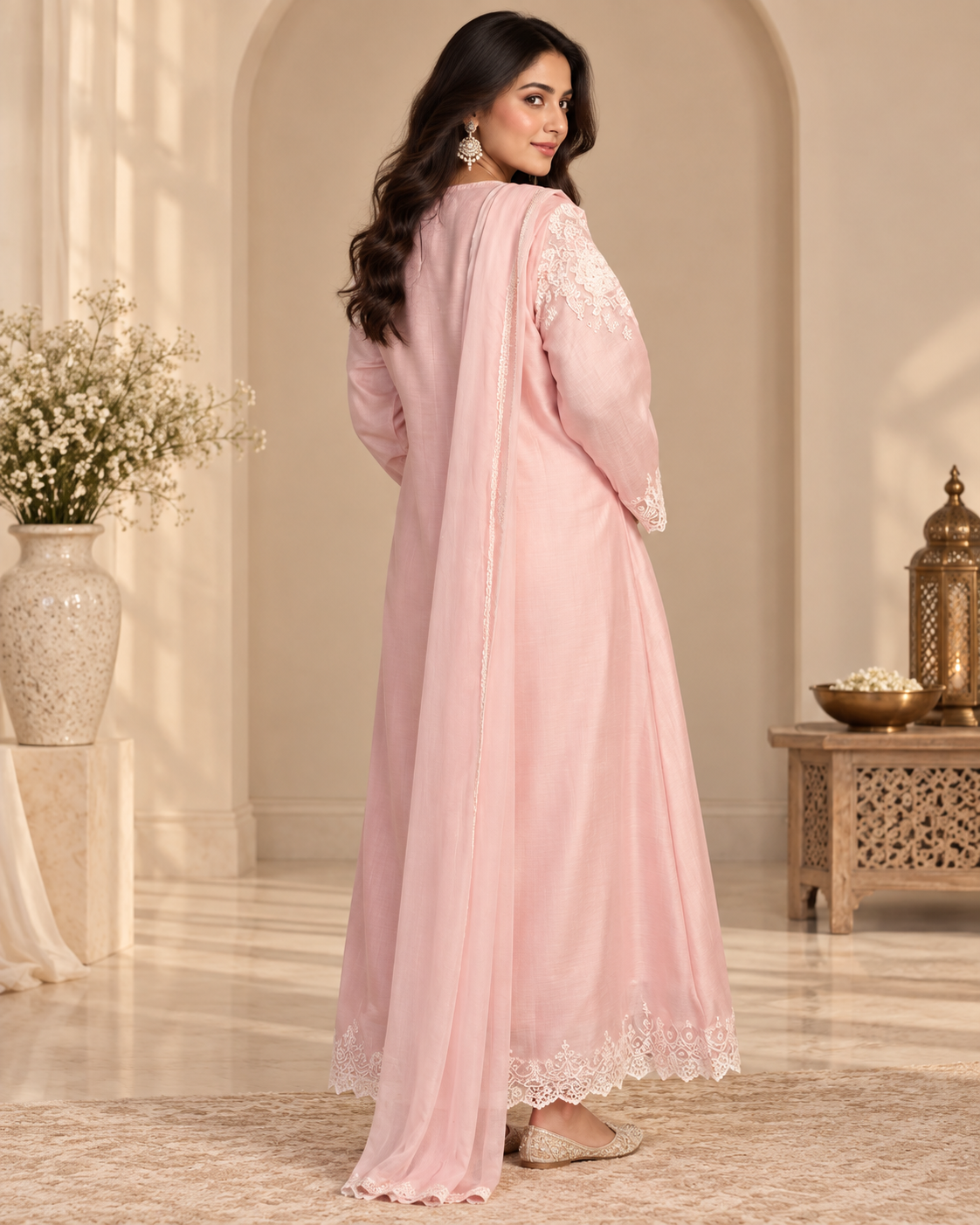 Zahra-e-Noor - Embroidered Lace Straight Kurta Set