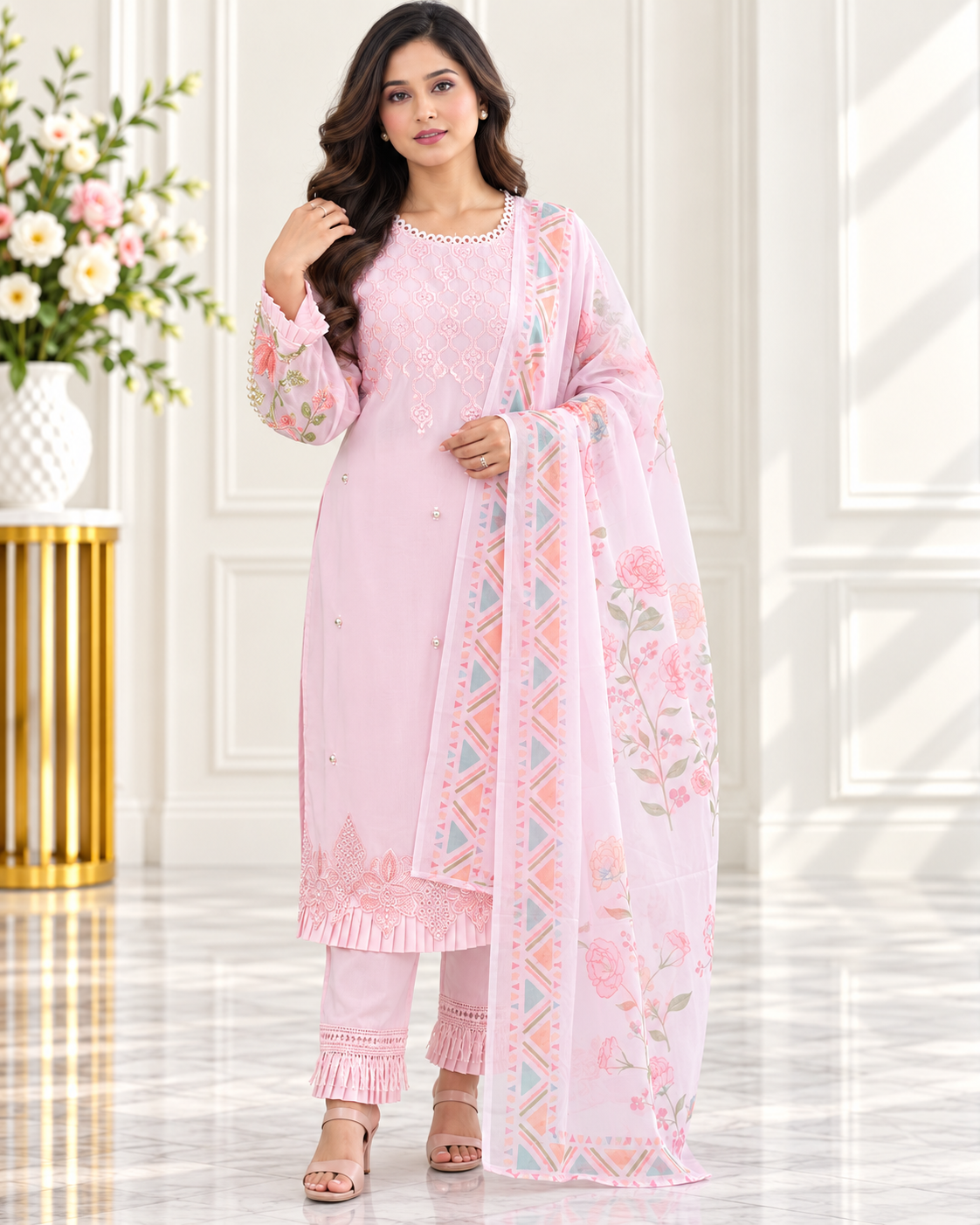 Zahra-E-Noor - Pakistani Kurta Set with Organza Dupatta