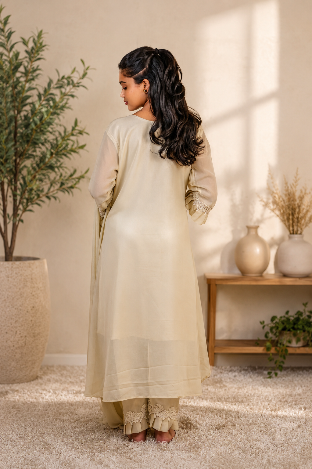 3D Floral Appliqué Asymmetric Pakistani Suit