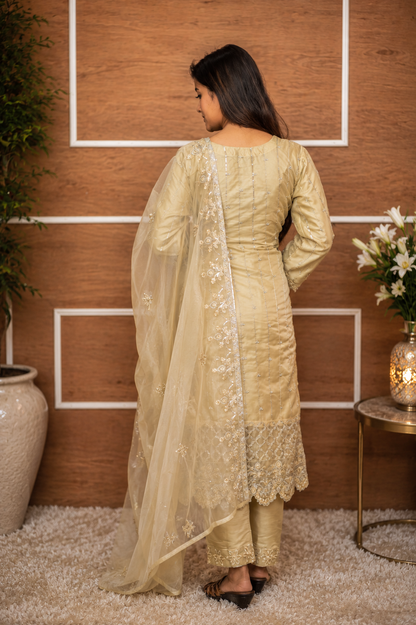 Champagne Silver Sequin Embroidered Suit