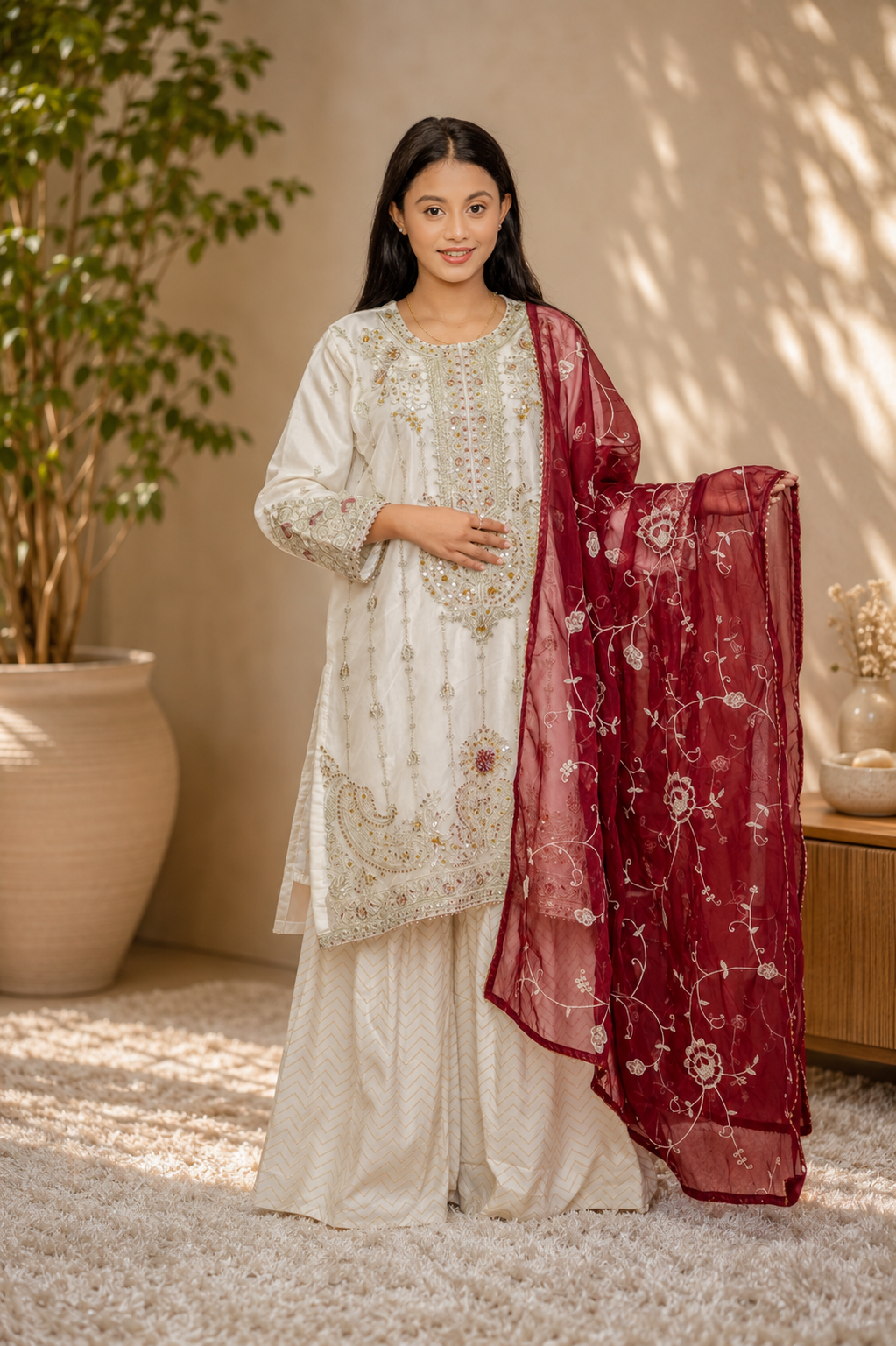 Noor-e-Mehfil - Embroidered Sequin Sharara Suit