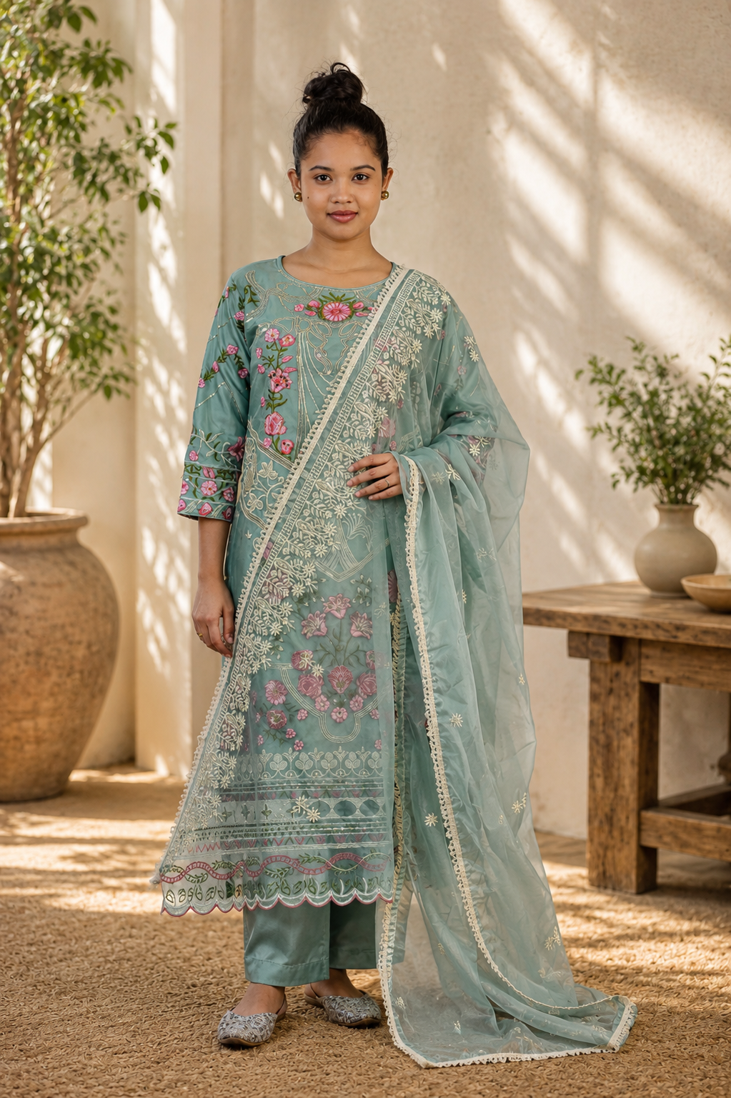 Zahra-E-Noor - Artwork Embroidered Pakistani Suit