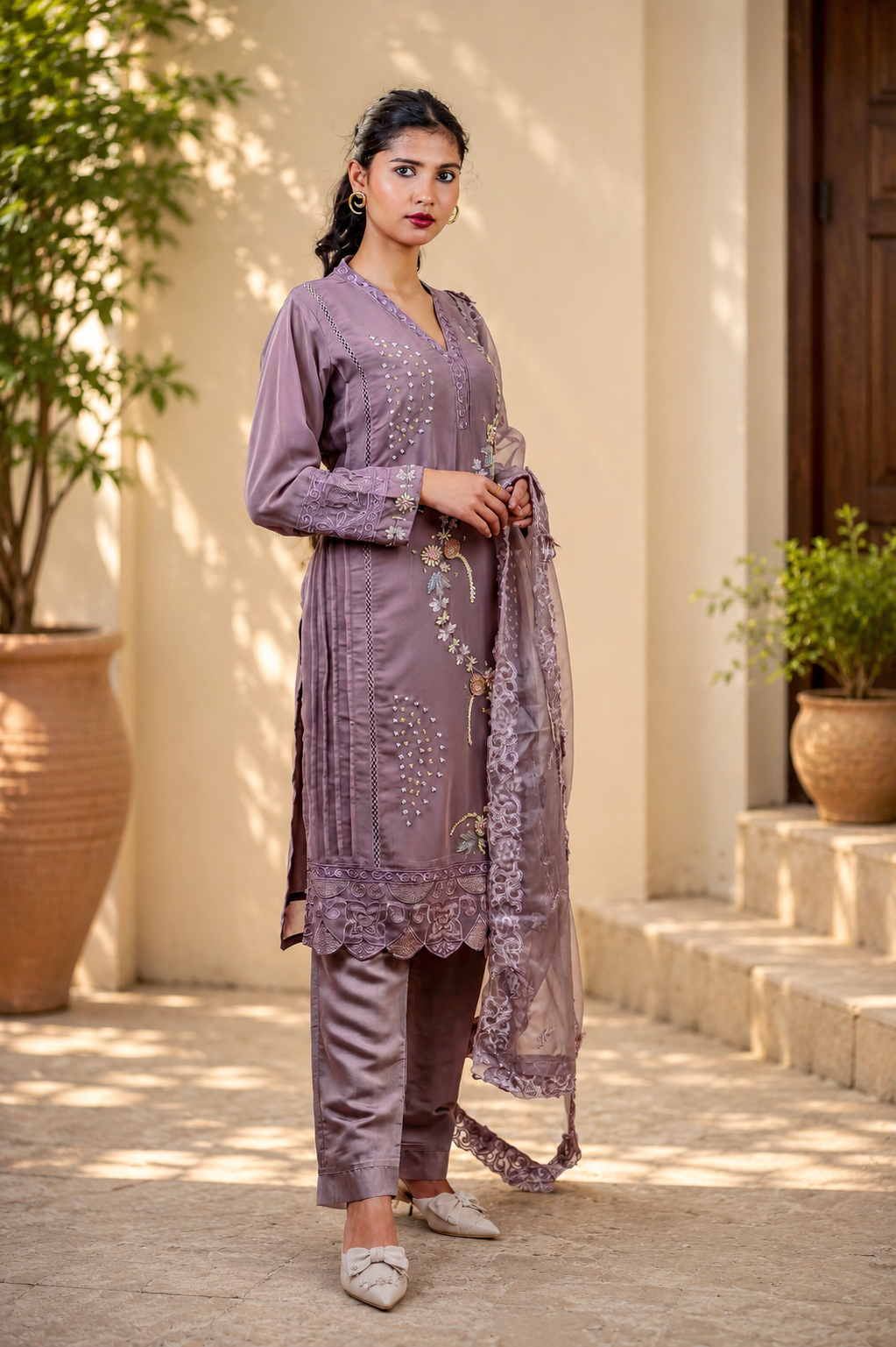 Zahra-E-Noor - Pastel Floral Embroidered Pakistani Suit