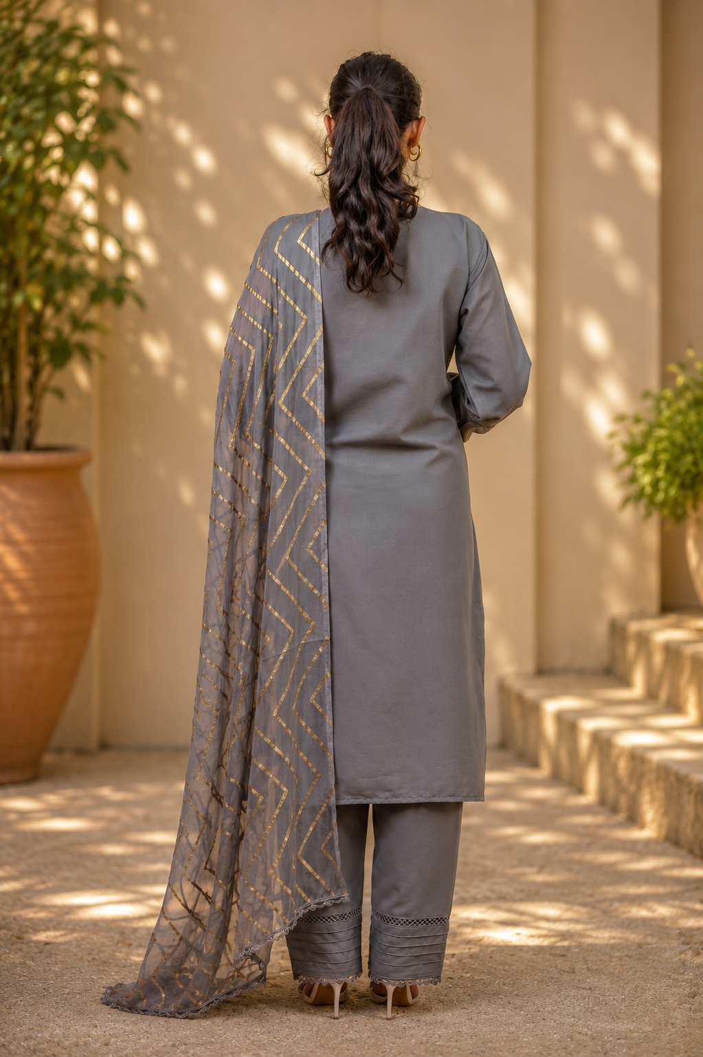 Zahra-E-Noor - Grey All Over Beaded Embroidered Suit