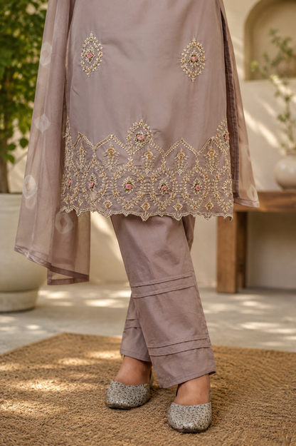 Zahra-E-Noor - All Over Pearl Medallion Pakistani Suit