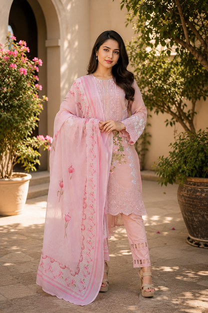 Embroidered with Detailing Lace Pakistani Suit