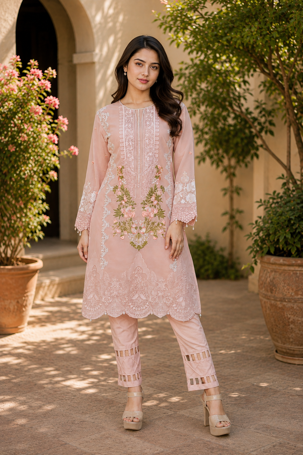 Embroidered with Detailing Lace Pakistani Suit