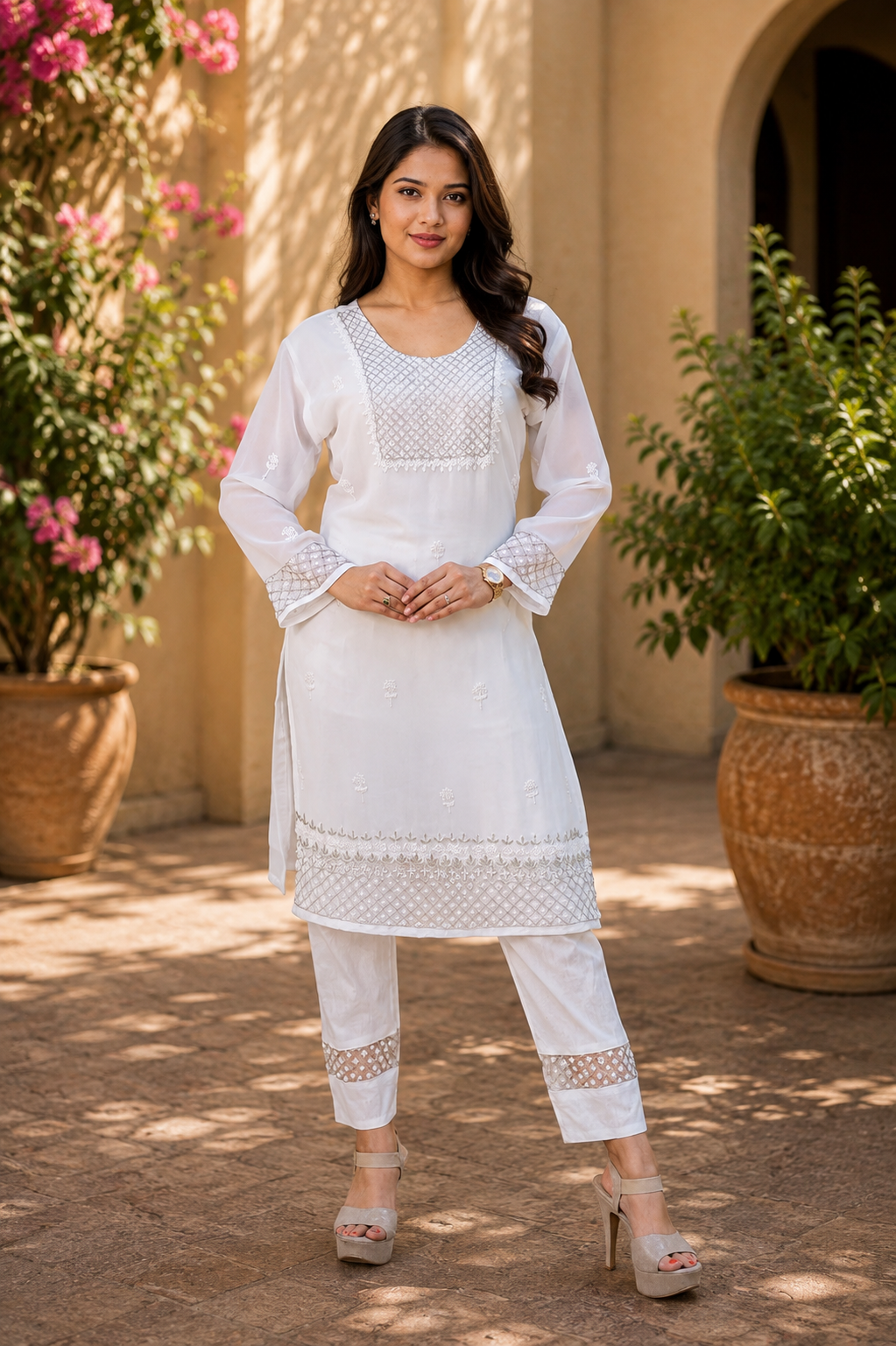 Zahra-E-Noor - White Lace Embroidered Suit
