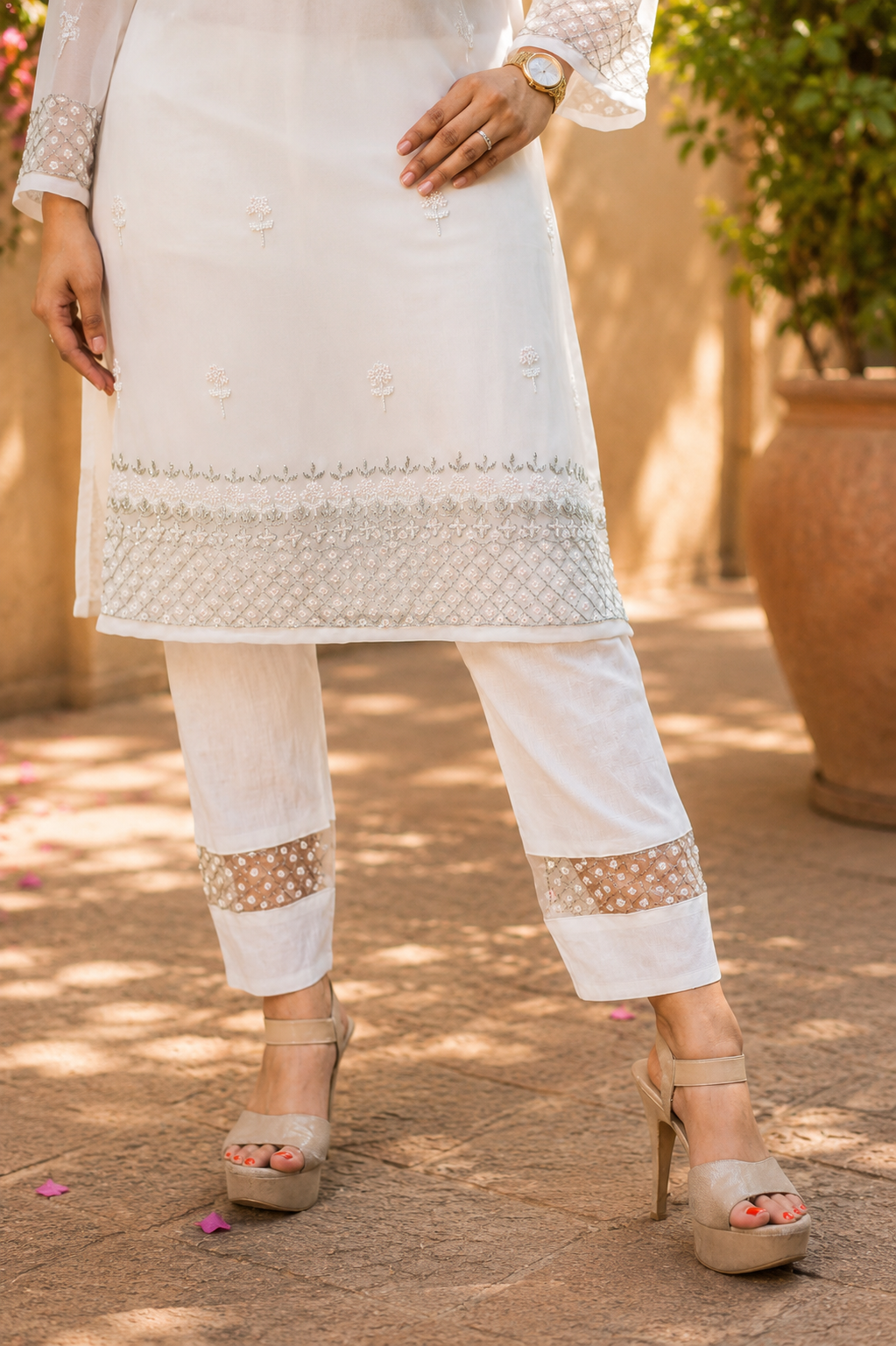 Zahra-E-Noor - White Lace Embroidered Suit
