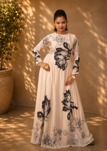Meher-e-Noor - Lotus Sequin Gown