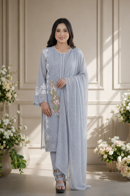 Embroidered with Detailing Lace Pakistani Suit