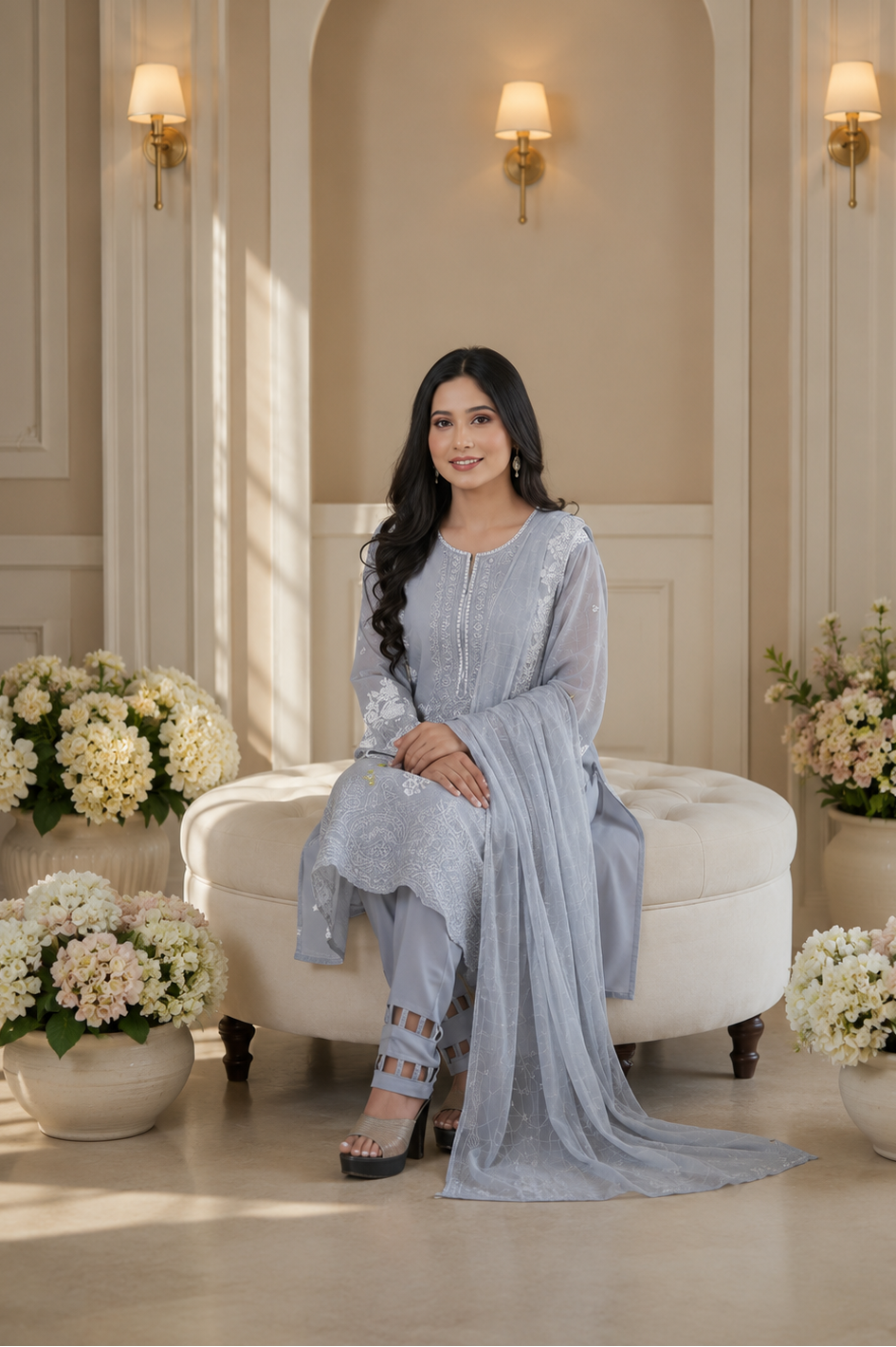 Embroidered with Detailing Lace Pakistani Suit