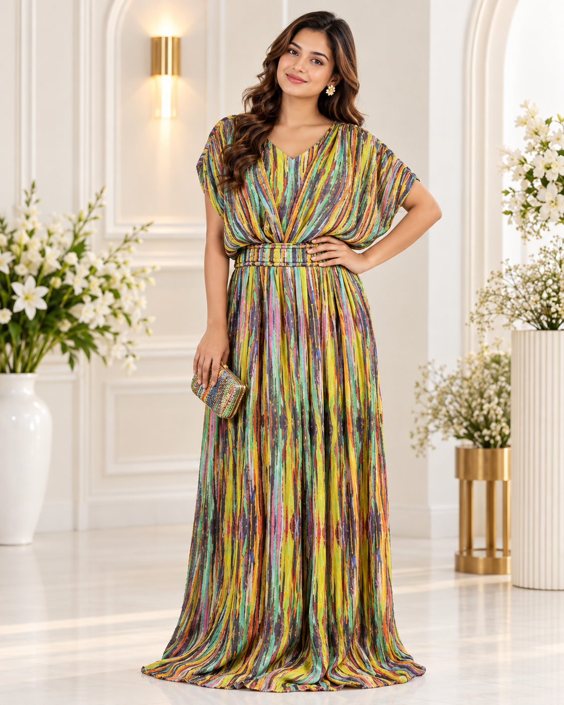 Meher-e-Noor - Multicolor Abstract Print Dress