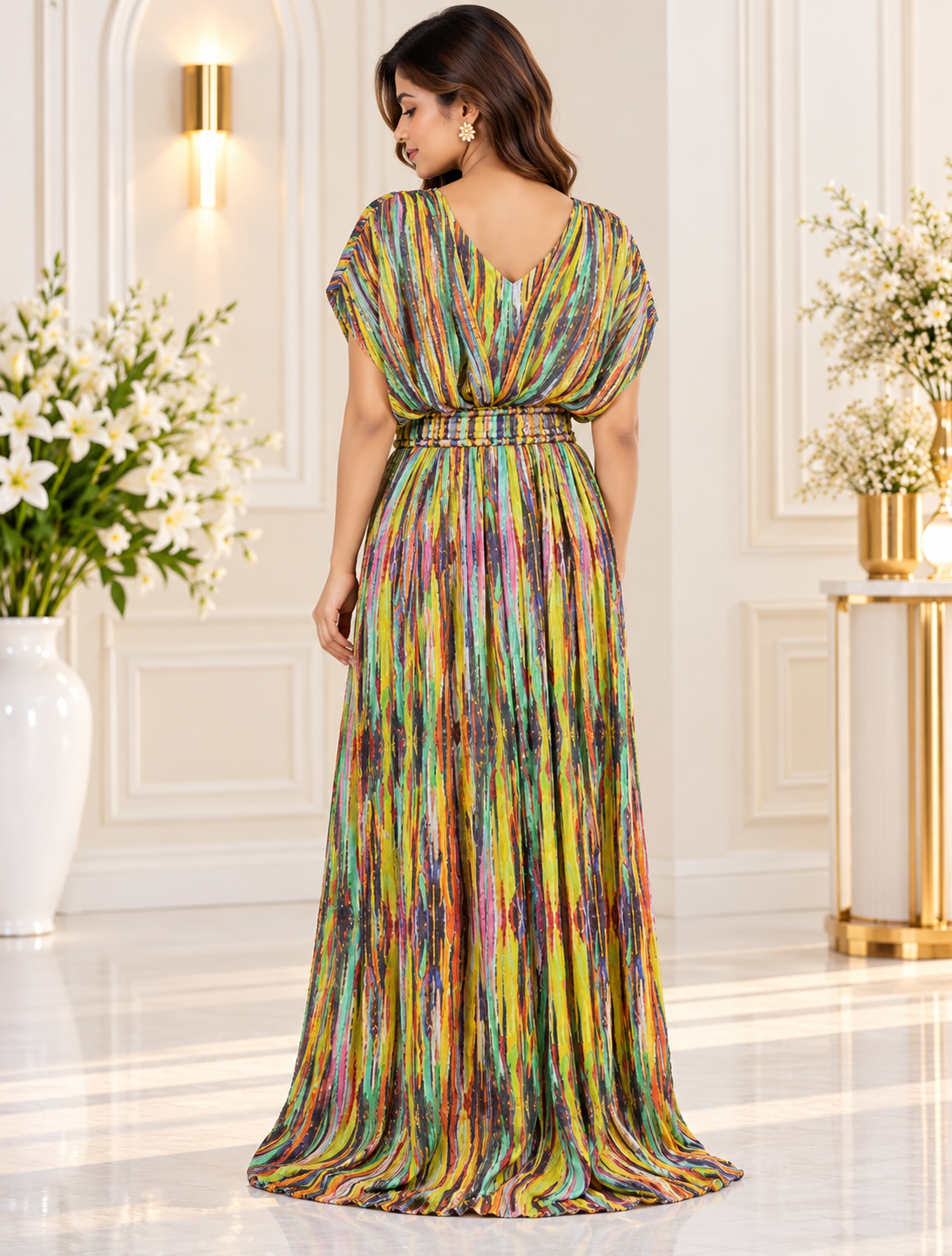Meher-e-Noor - Multicolor Abstract Print Dress