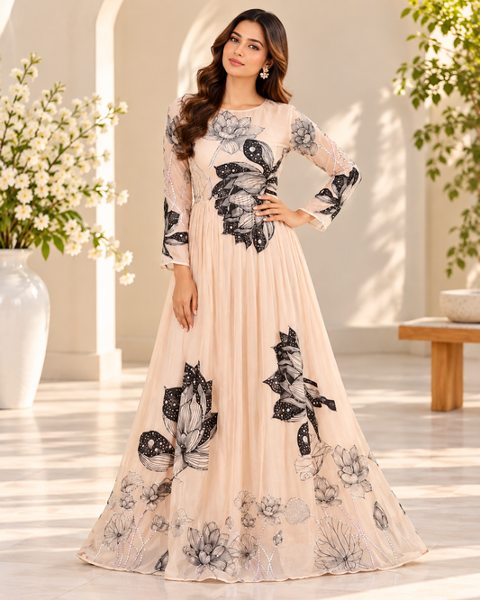 Meher-e-Noor - Lotus Sequin Gown