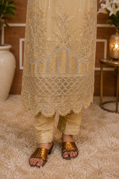 Champagne Silver Sequin Embroidered Suit