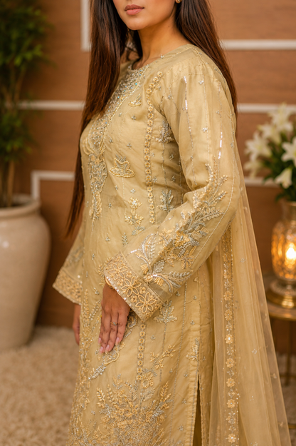 Champagne Silver Sequin Embroidered Suit
