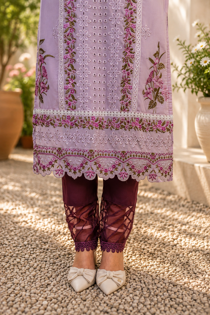 Zahra-E-Noor - Lilac Floral Embroidered Suit