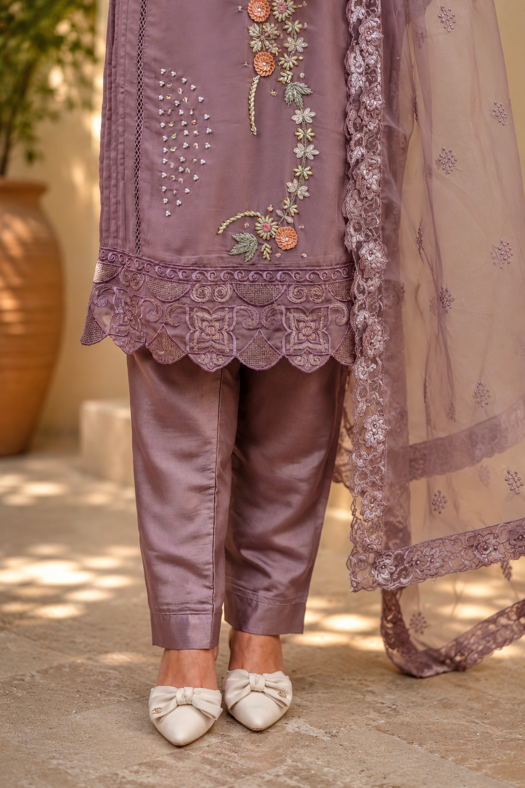 Zahra-E-Noor - Pastel Floral Embroidered Pakistani Suit