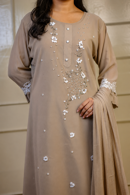 Sage Whisper High-Low Cape Suit