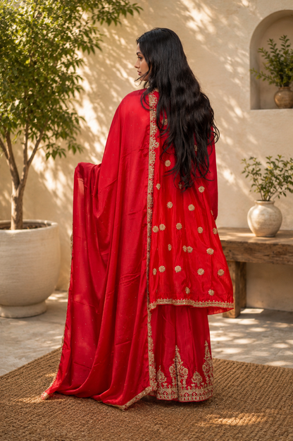 Noor-e-Mehfil - Gold Medallion Bridal Plazzo Suit