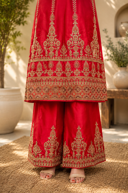 Noor-e-Mehfil - Gold Medallion Bridal Plazzo Suit