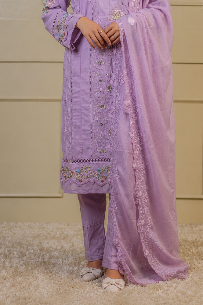 Shawl Collar Sequin Embroidered Pakistani Suit