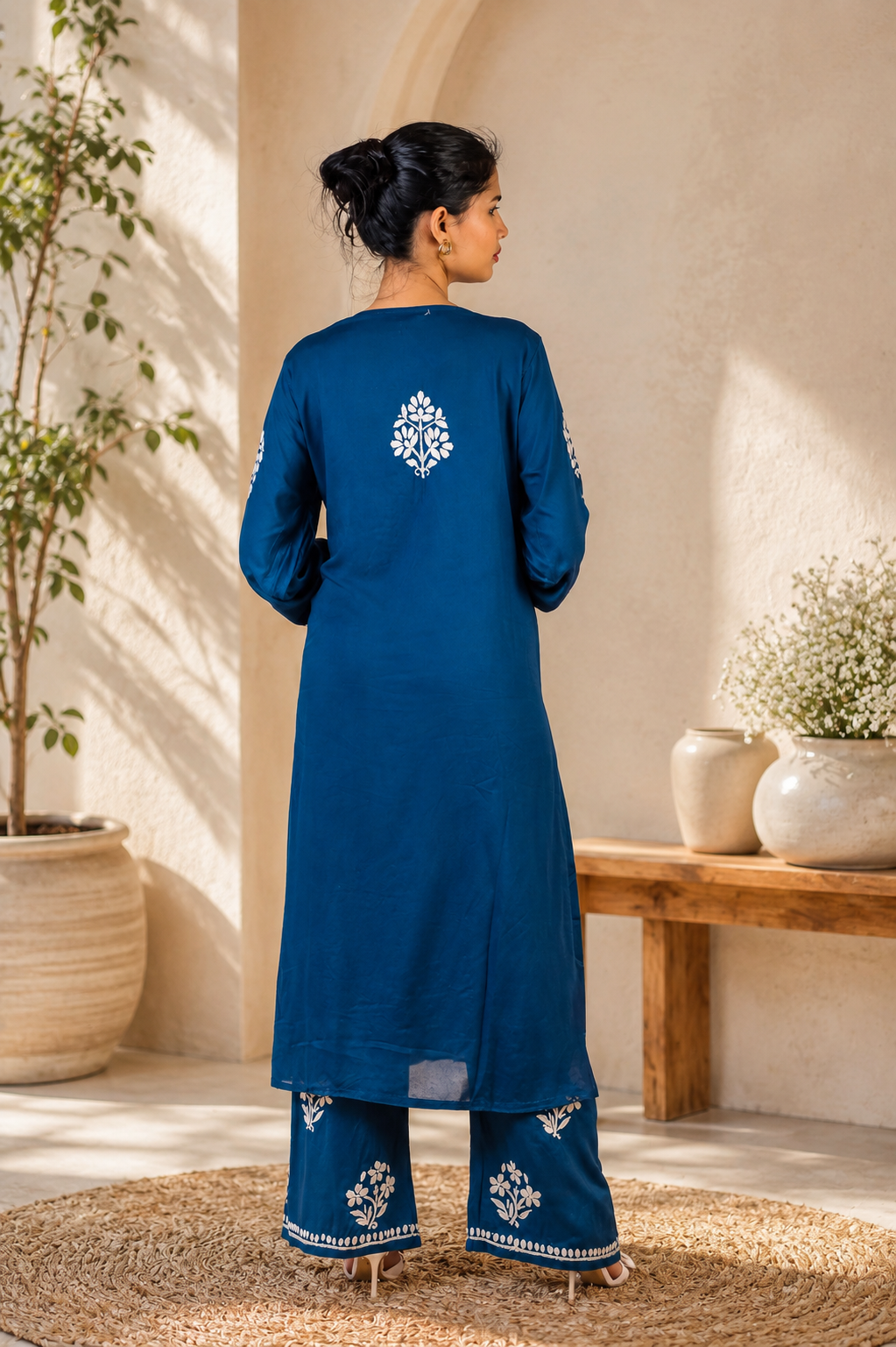 Noor-e-Lucknow - Chikankari Rose Embroidered Suit