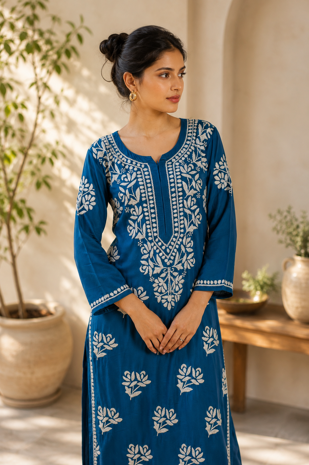 Noor-e-Lucknow - Chikankari Rose Embroidered Suit