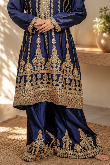 Noor-e-Mehfil - Gold Medallion Bridal Plazzo Suit