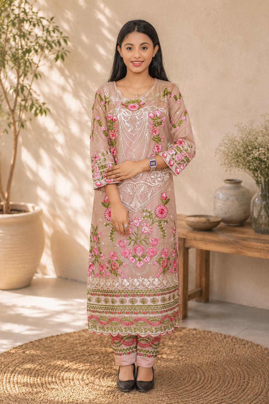 Zahra-E-Noor - Artwork Embroidered Pakistani Suit