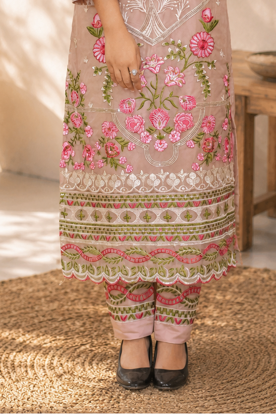 Zahra-E-Noor - Artwork Embroidered Pakistani Suit